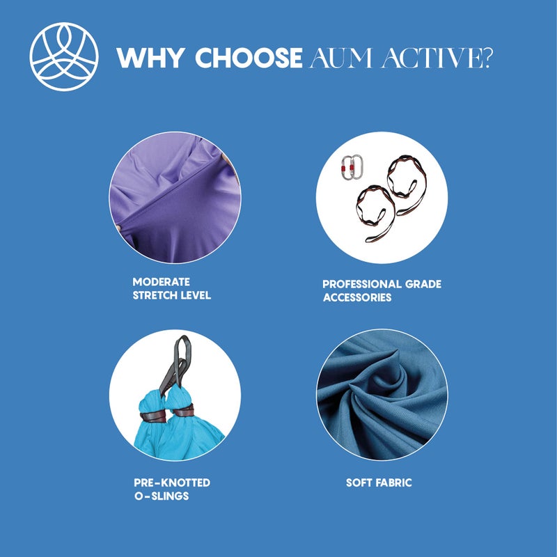 aum active Aerial Silk Yoga Hammock & Swing for Home, Inversion Exercises, Starter Kit for All Levels - Durable with Extension Straps, Carabiners, and Pose Guide - Image 4